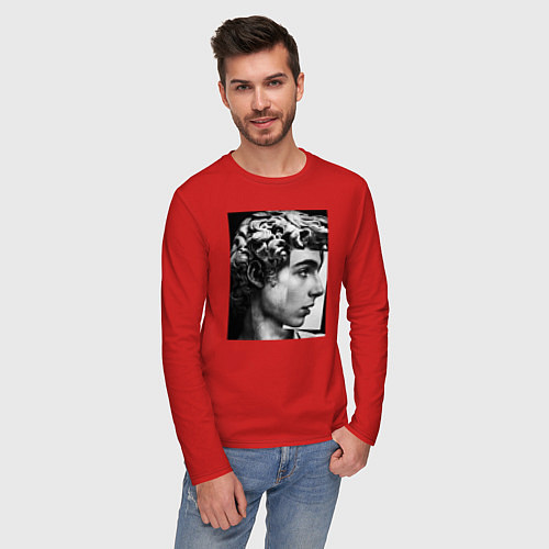 Мужской лонгслив Давид Скульптура Тимоти Шаламе / Красный – фото 3