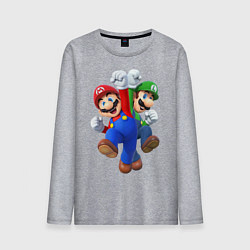 Лонгслив хлопковый мужской Mario Bros, цвет: меланж