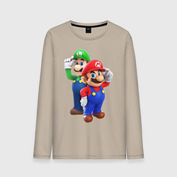 Лонгслив хлопковый мужской Mario Bros, цвет: миндальный
