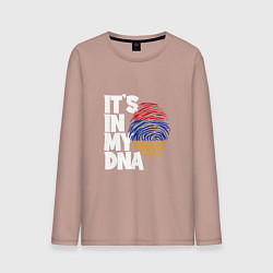 Лонгслив хлопковый мужской ДНК - Армения, цвет: пыльно-розовый