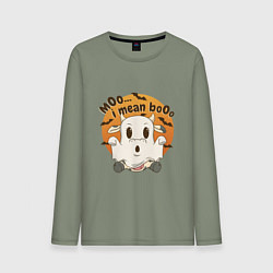 Лонгслив хлопковый мужской Halloween Cow, цвет: авокадо