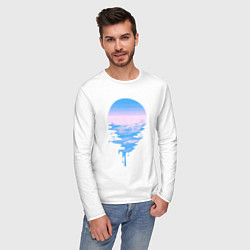 Лонгслив хлопковый мужской Луна море, цвет: белый — фото 2