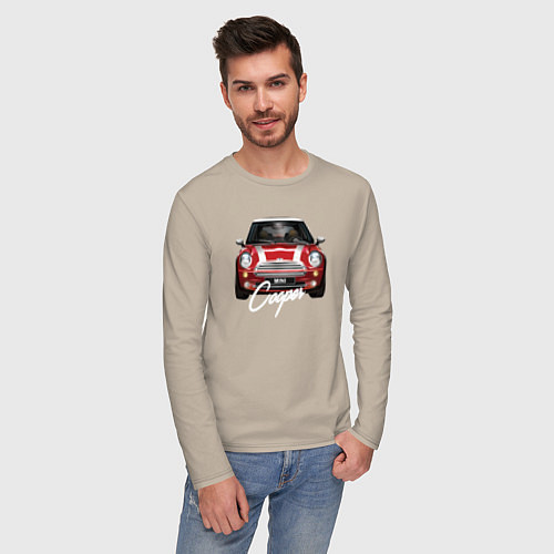 Мужской лонгслив Авто Mini Cooper / Миндальный – фото 3