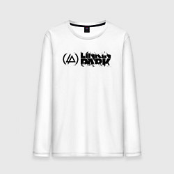 Лонгслив хлопковый мужской Линкин Парк Лого ЧБ Рок Linkin Park, цвет: белый