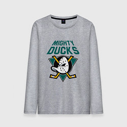 Лонгслив хлопковый мужской Анахайм Дакс, Mighty Ducks, цвет: меланж
