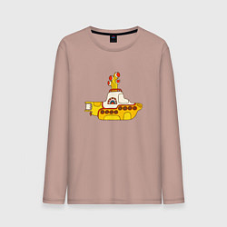 Лонгслив хлопковый мужской The Beatles Yellow Submarine в дудл стиле, цвет: пыльно-розовый