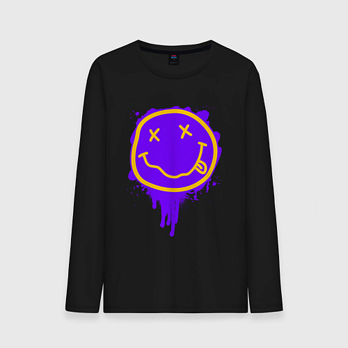 Мужской лонгслив НИРВАНА СМАЙЛ НЕОН / Черный – фото 1