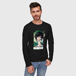 Лонгслив хлопковый мужской Вен ти в рамке genshin impact, цвет: черный — фото 2