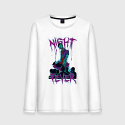Лонгслив хлопковый мужской Night Fever, цвет: белый