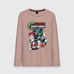 Лонгслив хлопковый мужской Hyper Christmas, цвет: пыльно-розовый