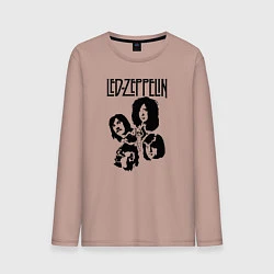 Лонгслив хлопковый мужской Участники группы Led Zeppelin, цвет: пыльно-розовый