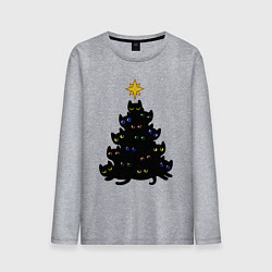 Лонгслив хлопковый мужской НовоКОТняя елка, цвет: меланж