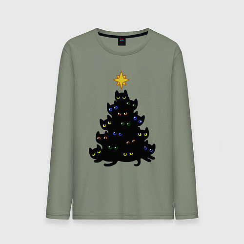 Мужской лонгслив НовоКОТняя елка / Авокадо – фото 1