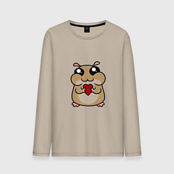 Лонгслив хлопковый мужской Влюбленный хомячок, цвет: миндальный