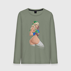 Лонгслив хлопковый мужской Link girl from Legen of Zelda, цвет: авокадо
