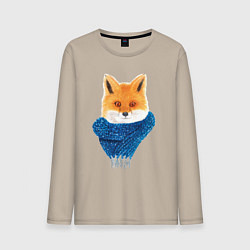 Лонгслив хлопковый мужской Лиса акварель, цвет: миндальный