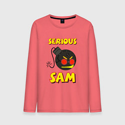 Лонгслив хлопковый мужской Serious Sam Bomb Logo, цвет: коралловый