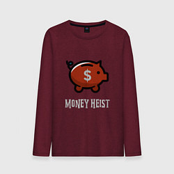 Лонгслив хлопковый мужской Money Heist Pig, цвет: меланж-бордовый