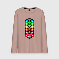 Лонгслив хлопковый мужской Geometry Dash: Smiles, цвет: пыльно-розовый