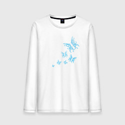 Лонгслив хлопковый мужской Неоновые бабочки Cotton Theme, цвет: белый