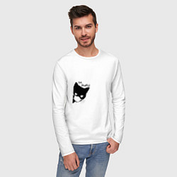 Лонгслив хлопковый мужской Кот в маске, цвет: белый — фото 2
