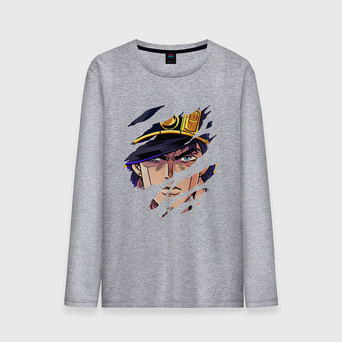 Мужской лонгслив JOJOS BIZARRE ADVENTURE, ГЛАВНЫЙ ГЕРОЙ / Меланж – фото 1