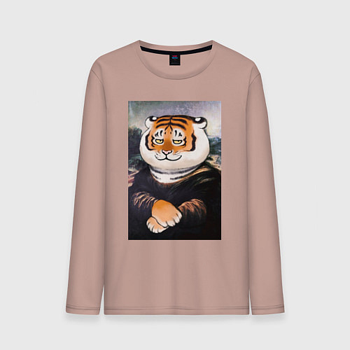 Мужской лонгслив Тигр - Мона Лиза / Пыльно-розовый – фото 1