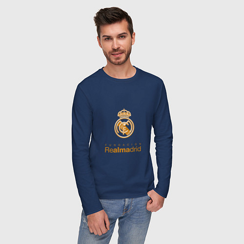 Мужской лонгслив Real Madrid Logo / Тёмно-синий – фото 3