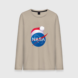 Лонгслив хлопковый мужской NASA NEW YEAR 2022, цвет: миндальный