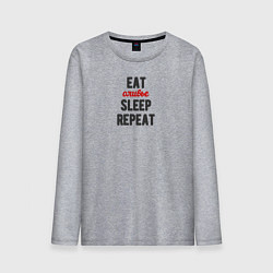 Мужской лонгслив Eat оливье Sleep Repeat