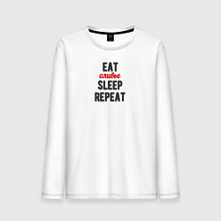 Мужской лонгслив Eat оливье Sleep Repeat