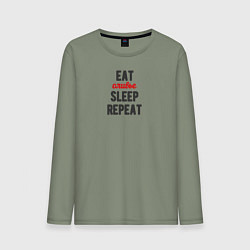 Мужской лонгслив Eat оливье Sleep Repeat