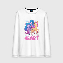 Лонгслив хлопковый мужской My Little Pony Follow your heart, цвет: белый