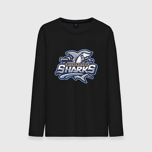 Мужской лонгслив Wilmington sharks -baseball team / Черный – фото 1