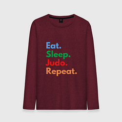 Лонгслив хлопковый мужской Eat Sleep Judo Repeat, цвет: меланж-бордовый