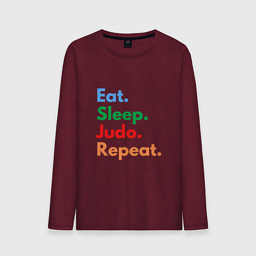 Мужской лонгслив Eat Sleep Judo Repeat / Меланж-бордовый – фото 1