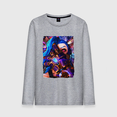 Мужской лонгслив ARCANE LOL JINX FACE LEAGUE OF LEGENDS / Меланж – фото 1