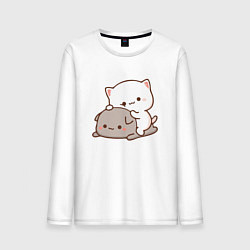 Лонгслив хлопковый мужской Котики играют 02, цвет: белый