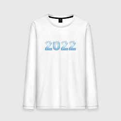 Лонгслив хлопковый мужской 2022 Год Снежная Голубая Надпись, цвет: белый