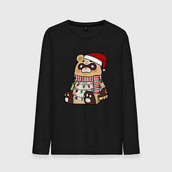 Лонгслив хлопковый мужской ГОБА БОГ ОЧАГА НОВОГОДНИЙ, цвет: черный