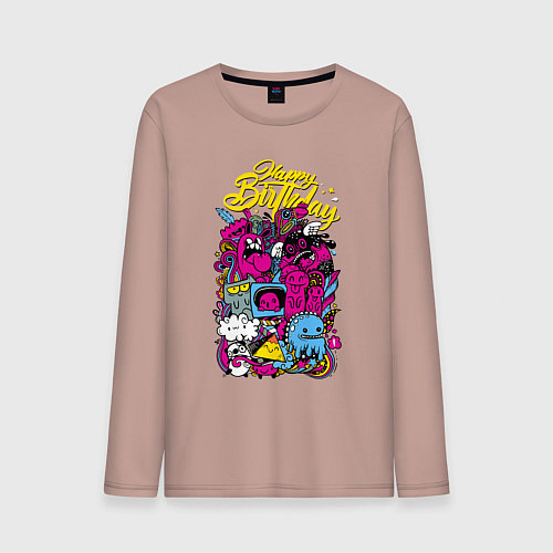 Мужской лонгслив Happy Birthday to you! / Пыльно-розовый – фото 1
