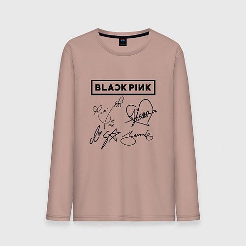 Мужской лонгслив BLACKPINK АВТОГРАФЫ ЧЁРНЫЙ БЛЭКПИНК / Пыльно-розовый – фото 1