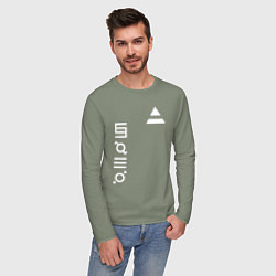 Лонгслив хлопковый мужской 30 секунд до марса лого, цвет: авокадо — фото 2