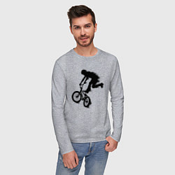 Лонгслив хлопковый мужской ВЕЛОСПОРТ BMX Racing ВЕЛОСИПЕДИСТ, цвет: меланж — фото 2