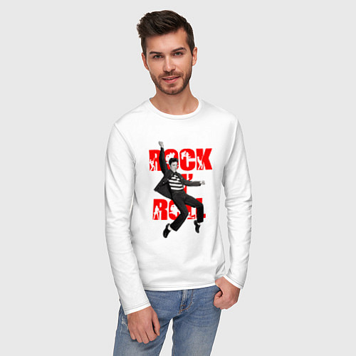 Мужской лонгслив Rokc n roll king / Белый – фото 3