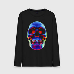 Лонгслив хлопковый мужской Cool neon skull, цвет: черный