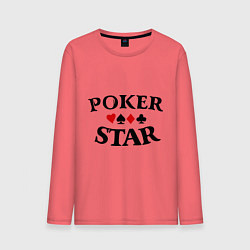 Лонгслив хлопковый мужской Poker Star, цвет: коралловый