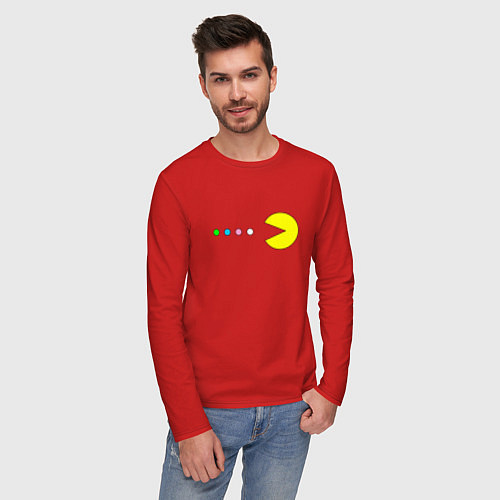Мужской лонгслив Pac - man Для пары / Красный – фото 3