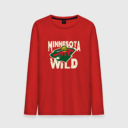 Лонгслив хлопковый мужской Миннесота Уайлд, Minnesota Wild, цвет: красный
