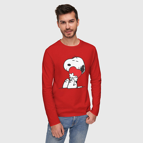 Мужской лонгслив Моё сердечко! / Красный – фото 3